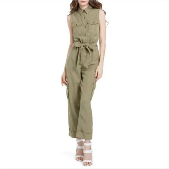 Alice + Olivia • Jumpsuit Joel Sleeveless Cargo Utility Olive Green $395 - Picture 2 of 12